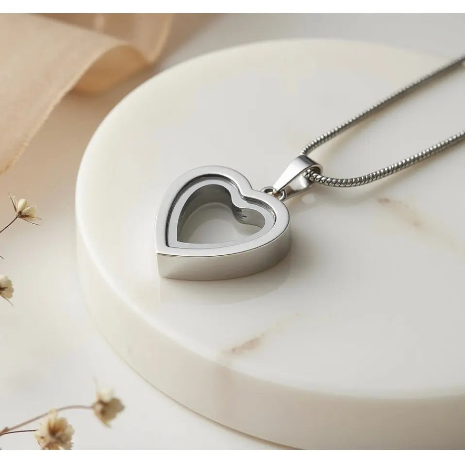 Pendentif cœur en acier inoxydable argent