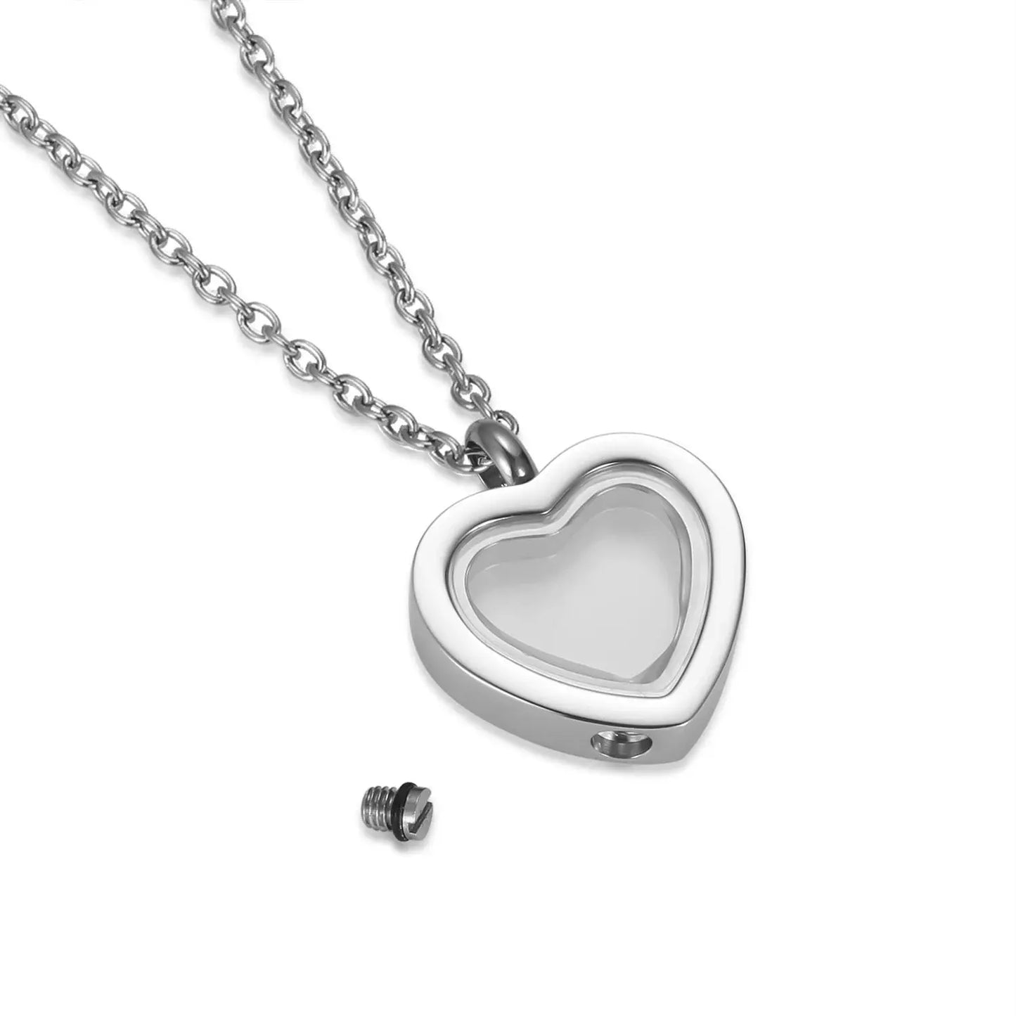 Pendentif cœur en acier inoxydable avec l'ouverture pour la cendre